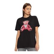 Zwarte korte mouwen katoenen T-shirt Guess , Black , Dames