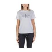 Wit Katoen Monogram Crew Neck T-Shirt Calvin Klein Jeans , White , Dam...