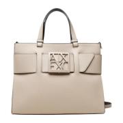 Beige Rits Tas met Binnen Zakken Armani Exchange , Beige , Dames