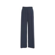 Blauwe Linnen Blend Wijde Pijp Broek 8PM , Blue , Dames