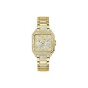 Gouden Quartz Analoge Vlindersluiting Horloge Guess , Yellow , Dames