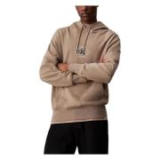 Beige Hoodie met Enkele Zak Calvin Klein Jeans , Beige , Heren