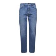 Slim Fit Blauwe Katoenen Jeans Ermenegildo Zegna , Blue , Heren