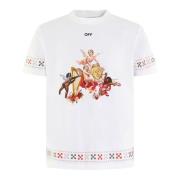 Slim Tee met Putti Design Off White , White , Heren