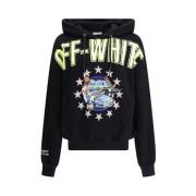 Fresco Star Printed Hoodie Off White , Black , Heren