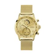 Gouden Quartz Analoge Milanese Band Horloge Guess , Yellow , Heren