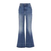 Blauwe High Waist Jeans met Metallic Snake Detail Chloé , Blue , Dames