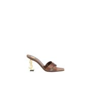 Bronzen Satijnen Hoge Hak Sandalen Saint Laurent , Brown , Dames