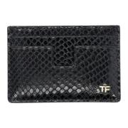 Zwarte Python Kaarthouder Portemonnee Tom Ford , Black , Heren