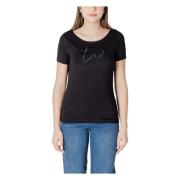 Zwart Ronde Hals T-Shirt Emporio Armani EA7 , Black , Dames