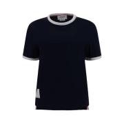 Contrast Ribgebreide Crew Neck T-Shirt Thom Browne , Blue , Dames