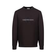 Chenille Logo Crew Neck Sweater Calvin Klein Jeans , Black , Heren