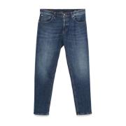 Indigo Blauwe Jeans Knoopsluiting Klassiek Dondup , Blue , Heren