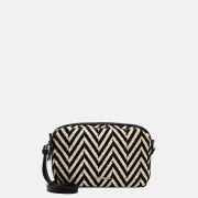 Emily & Noah Raffia crossbody tas black/taupe