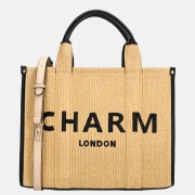 Charm London Raffia handtas M zand