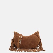 Charm London suède crossbody tas S franjes cognac