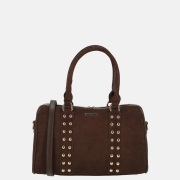 Flora & Co bowling suedine handtas studs chocolat