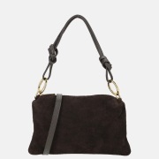 Charm London crossbody tas suede donkerbruin