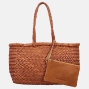 Hide & Stitches Amazone shopper M vlechtwerk handmade cognac