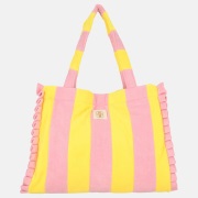 Laurent David Zara strandtas/shopper badstof geel/roze