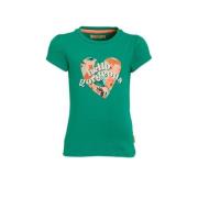 Orange Stars T-shirt Mieke met printopdruk groen Meisjes Stretchkatoen...