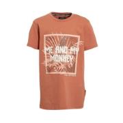 Me & My Monkey T-shirt Morten met printopdruk bruin Jongens Katoen Ron...