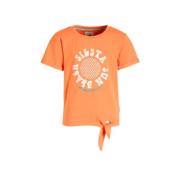 Me & My Monkey T-shirt Marjella met printopdruk oranje Meisjes Stretch...