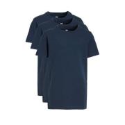 WE Fashion T-shirt - set van 3 donkerblauw Jongens Stretchkatoen Ronde...