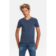 WE Fashion T-shirt Basics donkerblauw Jongens Katoen V-hals Effen - 92