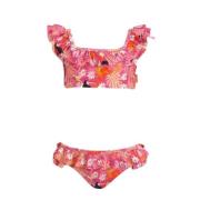 Orange Stars crop bikini Maaike met ruches fuchsia Roze Meisjes Gerecy...