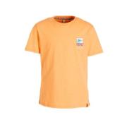 Wildfish T-shirt Milko van biologisch katoen oranje Printopdruk - 104