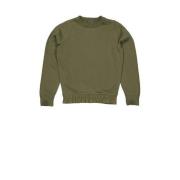 LEVV sweater FANNY met ruches olijfgroen Effen - 140