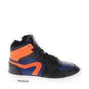 Pinocchio P1665 leren sneakers zwart/oranje Jongens Leer Meerkleurig -...