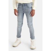 Shoeby skinny jeans Biker met slijtage grey denim Grijs Effen - 164