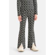 Shoeby flared broek met grafische print zwart/wit Meisjes Stretchkatoe...