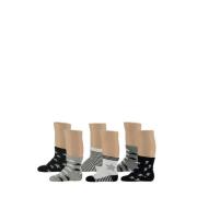 Apollo baby sokken - set van 6 zwart/wit/grijs Jongens Katoen All over...