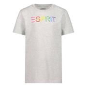 ESPRIT T-shirt met logo grijs Jongens Katoen Ronde hals Logo - 92