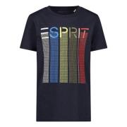 ESPRIT T-shirt met logo blauw Jongens Katoen Ronde hals Logo - 140