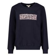 ESPRIT sweater met logo donkerblauw Logo - 92 | Sweater van ESPRIT