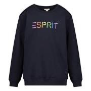 ESPRIT sweater met logo donkerblauw Logo - 92 | Sweater van ESPRIT