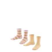 FALKE Happy Stripe sokken - set van 2 lichtroze/beige Jongens/Meisjes ...