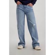 Cars wide leg jeans bleached damag Blauw Meisjes Katoen Effen - 176