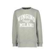 Vingino sweater met logo grijs melange Logo - 104 | Sweater van Vingin...