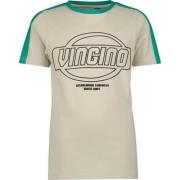 Vingino T-shirt met logo ecru/groen Jongens Katoen Ronde hals Logo - 9...