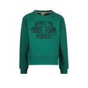Vingino sweater Nila met tekst groen/zwart Tekst - 104