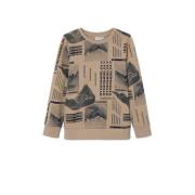 NAME IT KIDS sweater NKMLOLUMBO met all over print zand/donkerblauw Be...