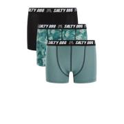 WE Fashion boxershort - set van 3 mintgroen/zwart Jongens Stretchkatoe...