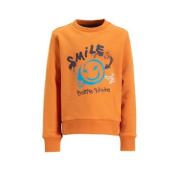 Orange Stars sweater Nol met printopdruk oranje Jongens Katoen Ronde h...