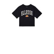 Ellesse cropped T-shirt zwart Meisjes Katoen Ronde hals Logo - 128-134