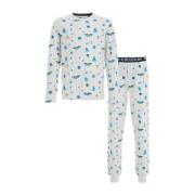 WE Fashion pyjama met all over print lichtgrijs melange/blauw Jongens ...